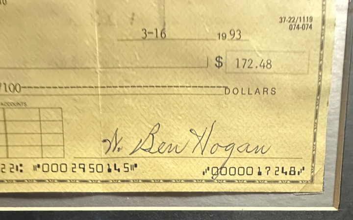 Ben Hogan Autographed Check & Framed 16x20 Photo PSA HOF BAS