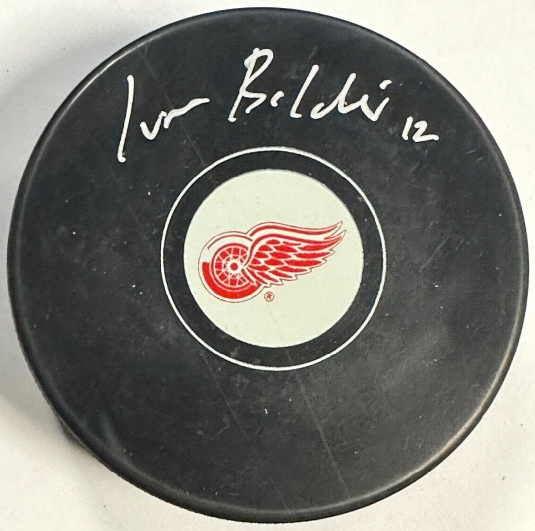 Ivan Boldirev Autographed Detroit Red Wings Hockey Puck NHL