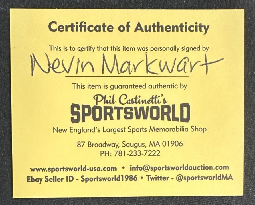 Nevin Markwart Autographed Boston Bruins Hockey Puck NHL