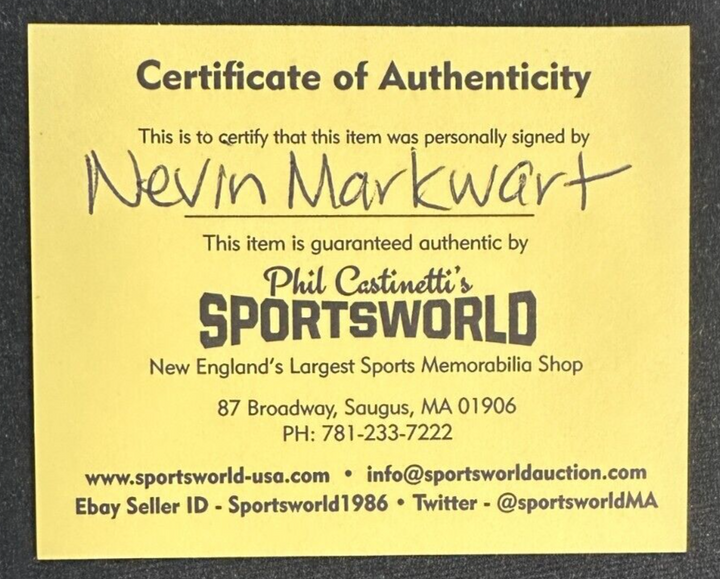 Nevin Markwart Autographed Boston Bruins Hockey Puck NHL