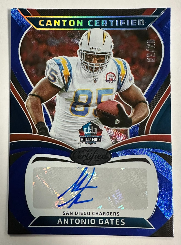 2025 Panini Canton Certified Blue Antonio Gates Autographed Card 2/20 CAN-AGA