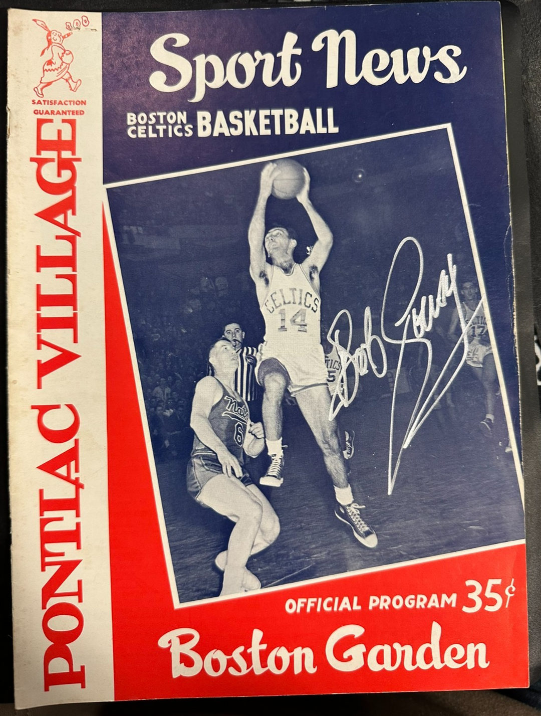 Bob Cousy Signed 1959 Celtics & Warriors Program Chamberlain 1st Game Vs Russell