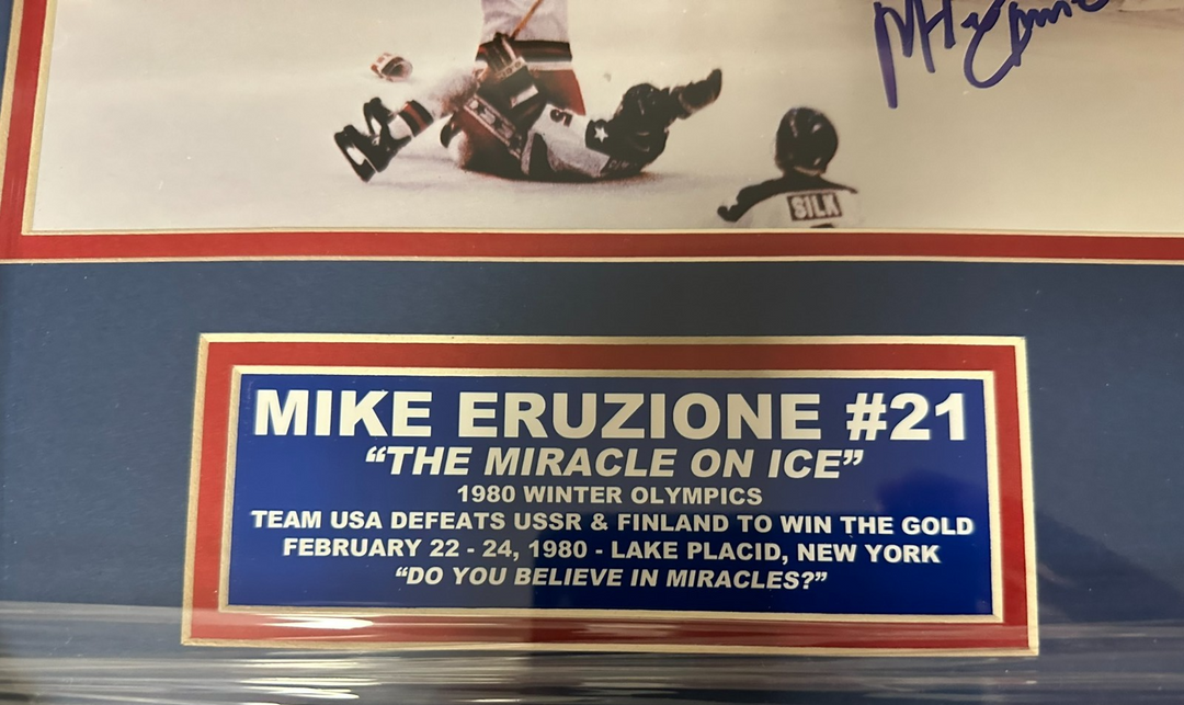 Mike Eruzione Autographed 1980 USA Olympic Framed Photo's