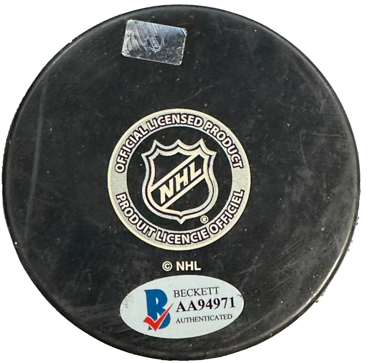 Charlie Burns Autographed Pittsburgh Penguins Hockey Puck BAS