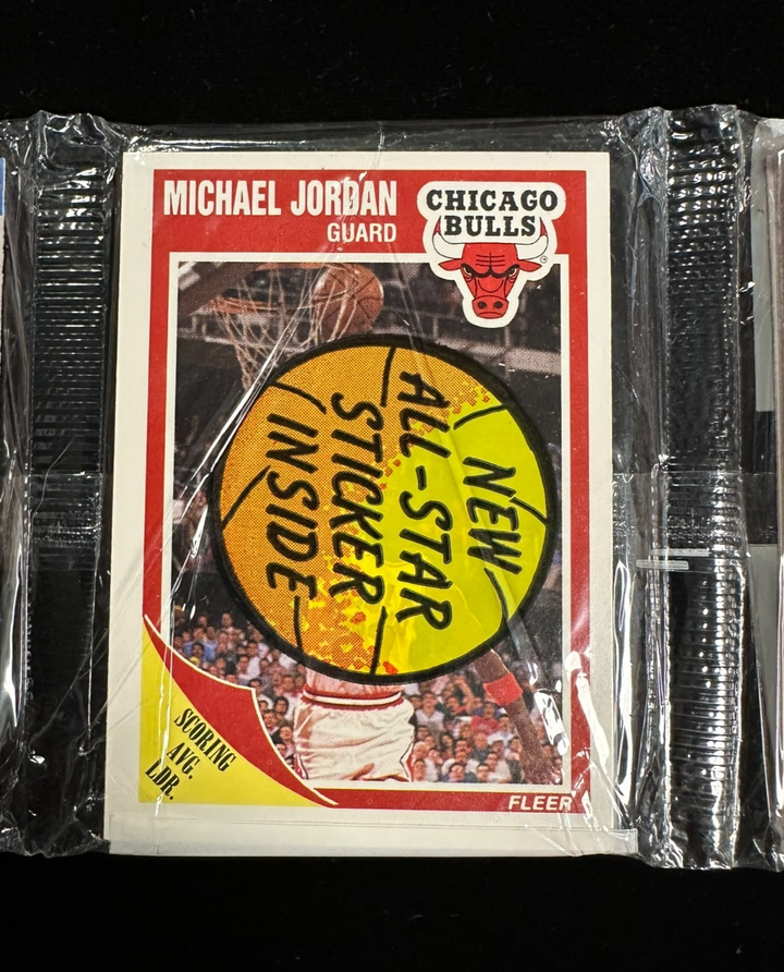 1989 Fleer Basketball Rack Pack Michael Jordan Card on Front & Drexler on Back