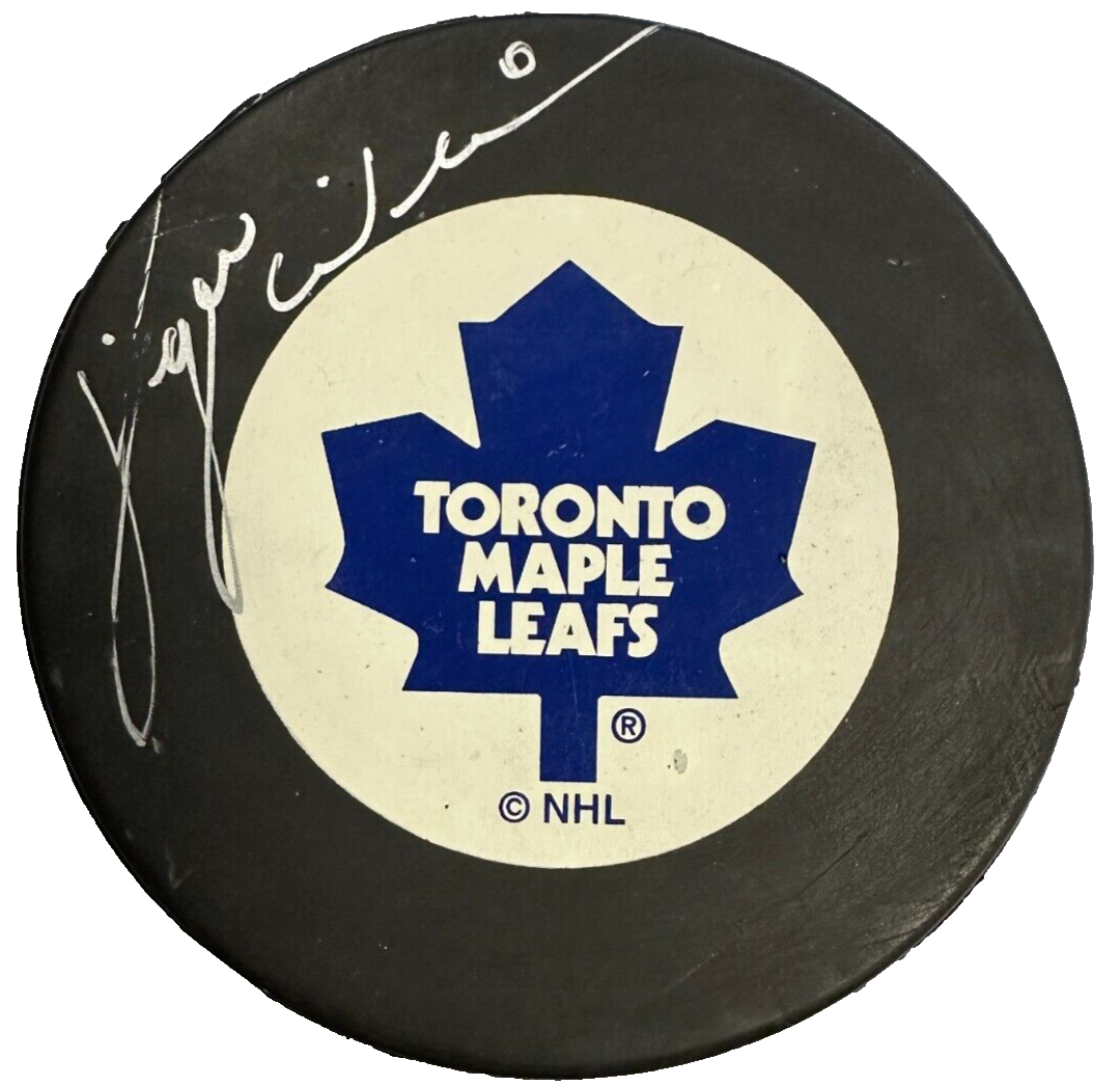 Dave Tiger Williams Autographed Toronto Maple Leafs Hockey Puck BAS