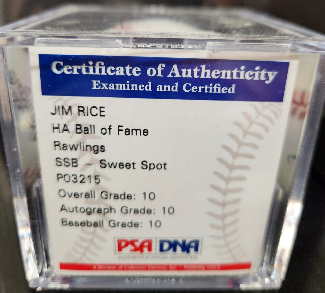 Jim Rice Signed Baseball Boston Red Sox HOF PSA Overall Graded 10  COA