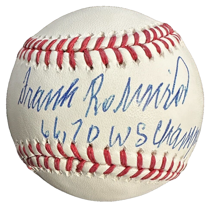 Frank Robinson Autographed Major League Baseball W/ 66 & 70 WS MVP Fanatics