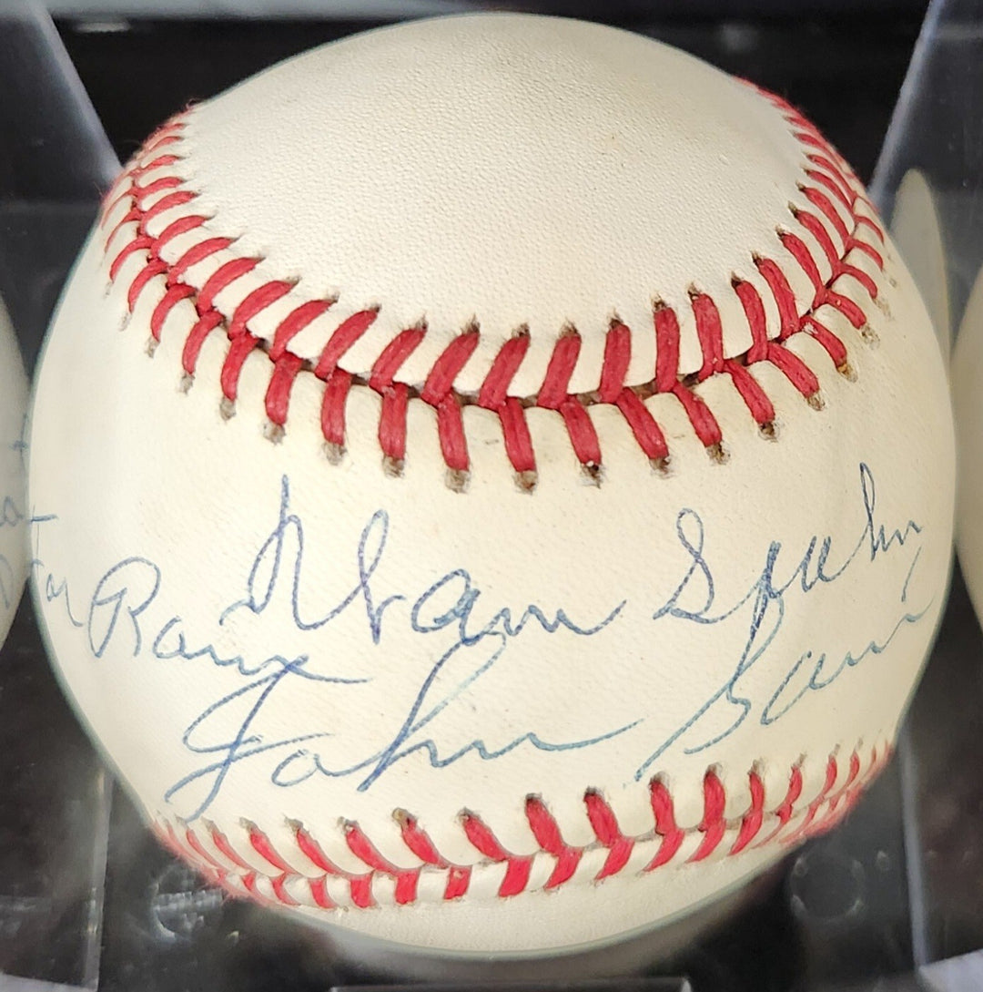 Warren Spahn & Johnny Sain Signed Inscribed  National League Baseball Braves COA