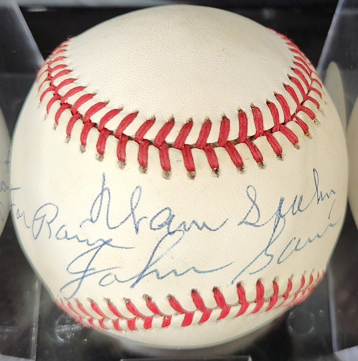 Warren Spahn & Johnny Sain Signed Inscribed  National League Baseball Braves COA