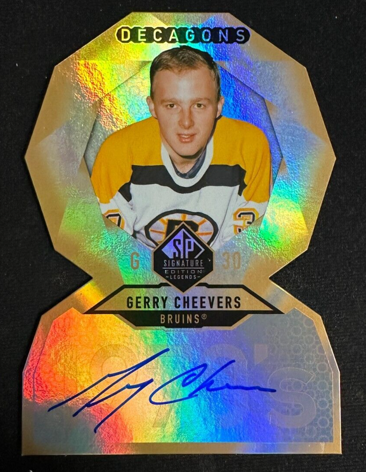 2020-21 SP Signature Legends Series Decagons Gerry Cheevers Die Cut Signed Card