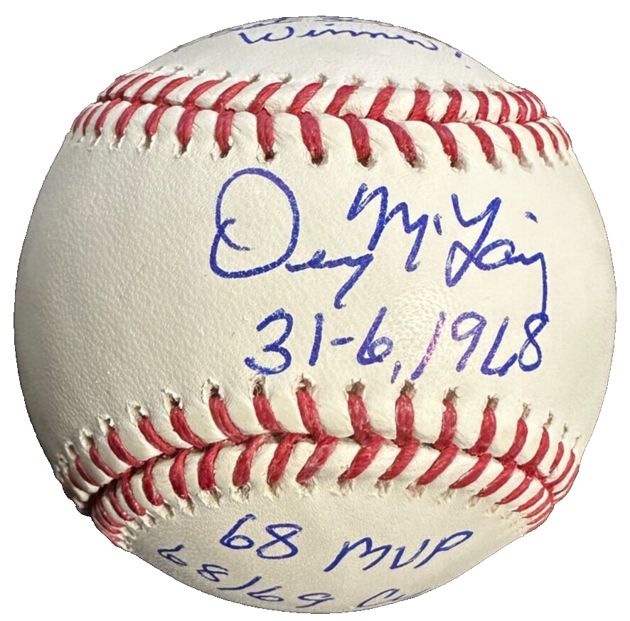 Denny McLain Autographed Major Baseball W/ 3x Inscriptions BAS Tigers