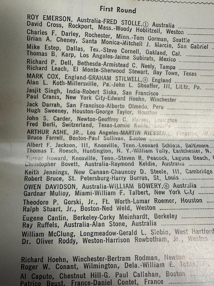 1966 USLTA Tennis National Doubles Championships Program BJ King Arthur Ashe