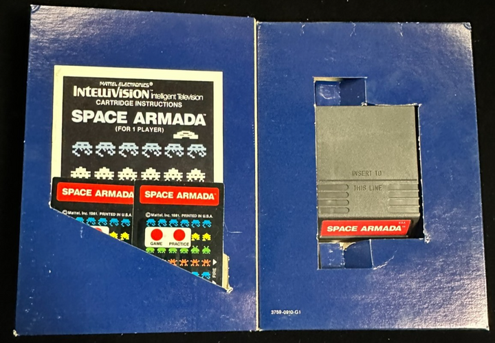 1981 Intellivision Space Armada Game W/ Inlays, Manual & Original Box