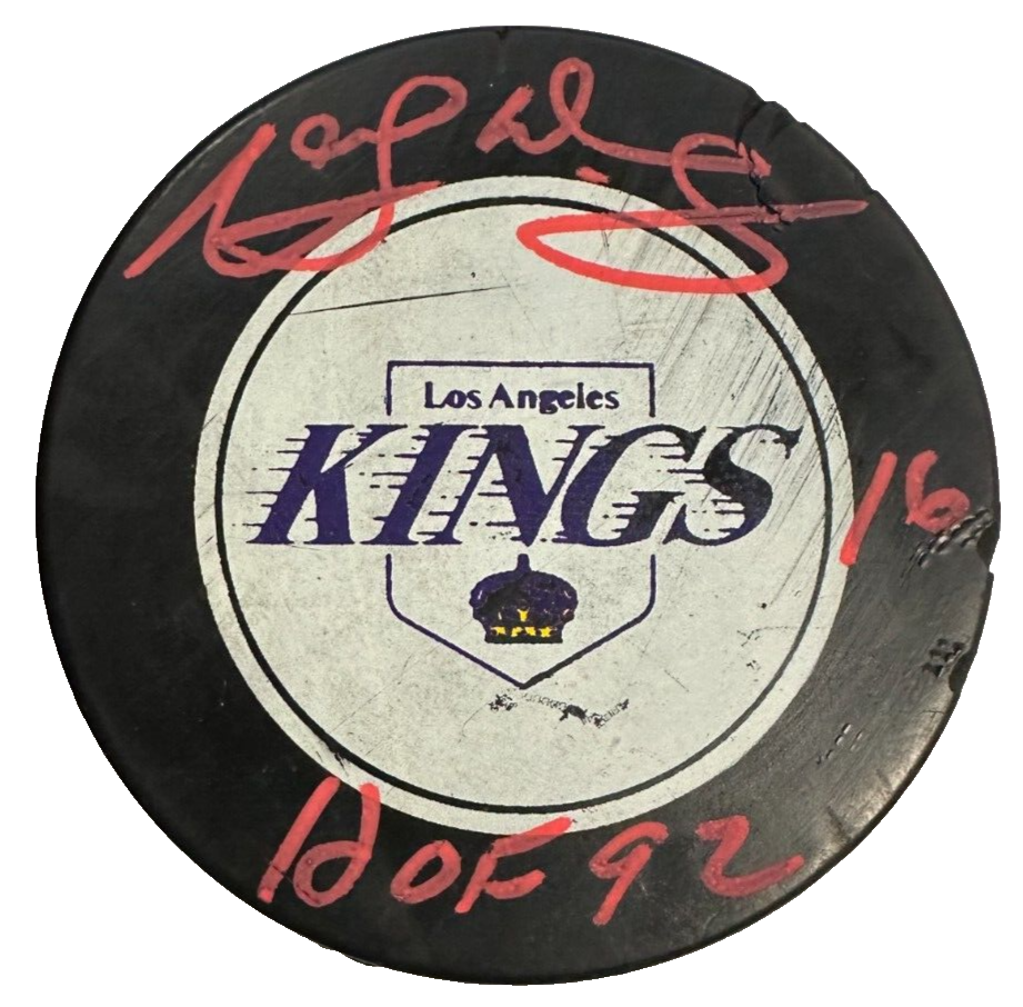 Marcel Dionne Autographed Los Angeles Kings Game Puck W/ HOF 92