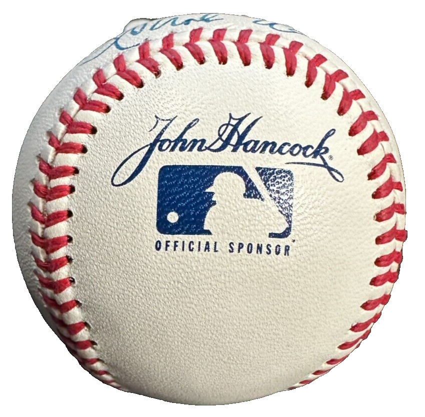 Hank Aaron Autographed Rawlings John Hancock Commemorative Baseball BAS HOF