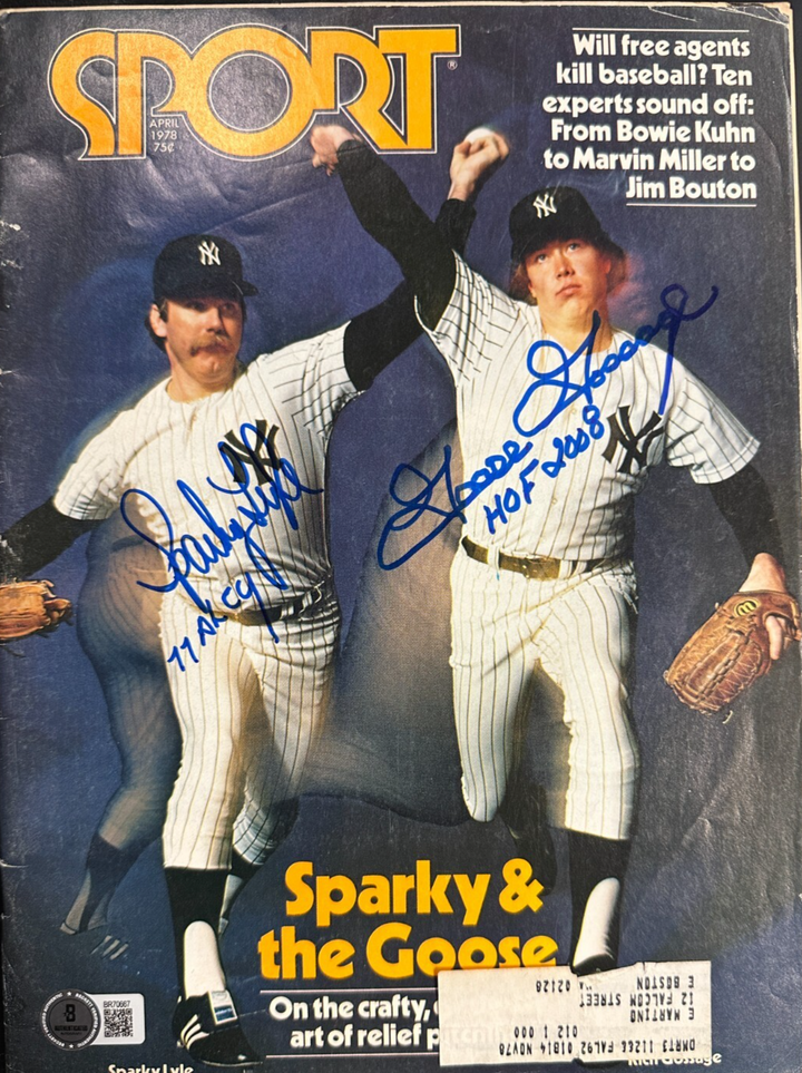 Sparky Lyle & Goose Gossage Autographed April 1978 Issue Sport Magazine BAS