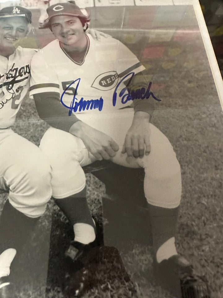 Framed Tommy Lasorda &Johnny Bench Autographed 16x20 Photo JSA HOF