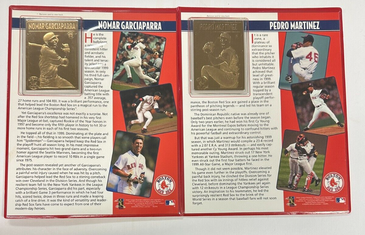 Danbury Mint Pedro Martinez & Nomar Garciaparra 22k Gold Card Set Boston Red Sox