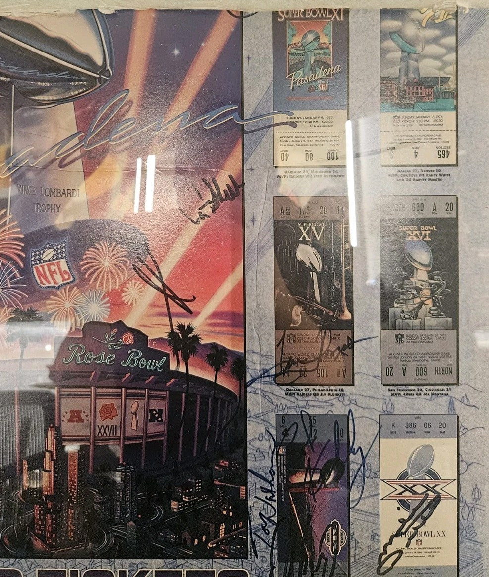 Superbowl XXVII Autographed Poster W/34 Signatures Namath Marino Ditka Shula JSA