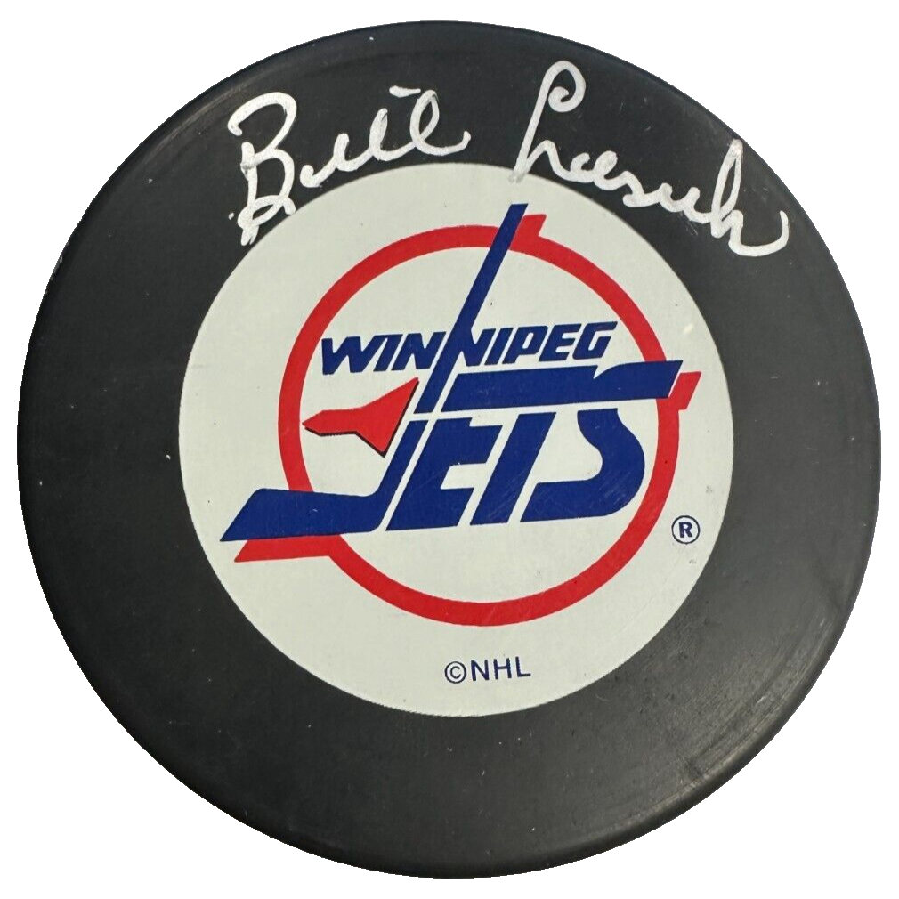 Bill Lesuk Autographed Winnipeg Jets Hockey Puck BAS NHL