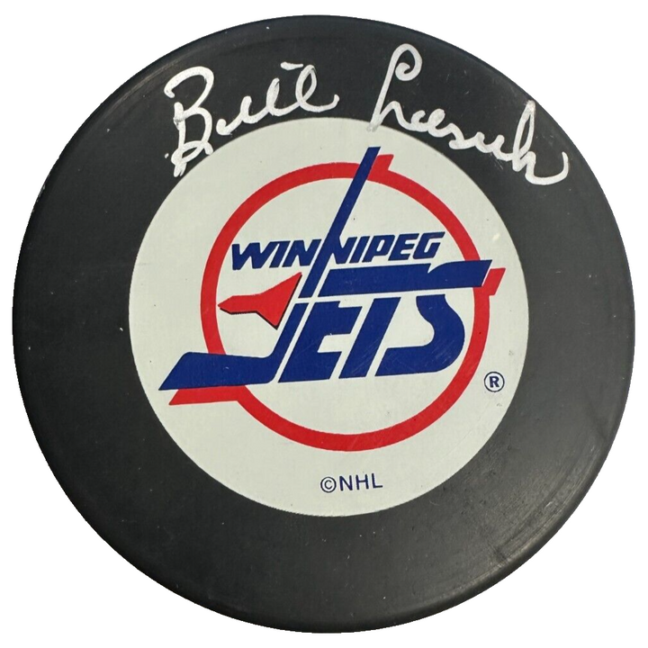 Bill Lesuk Autographed Winnipeg Jets Hockey Puck BAS NHL