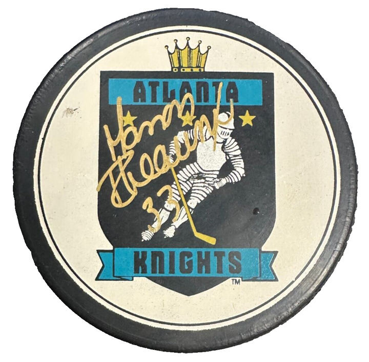 Manon Rheaume Autographed Atlanta Knights Hockey Puck IHL