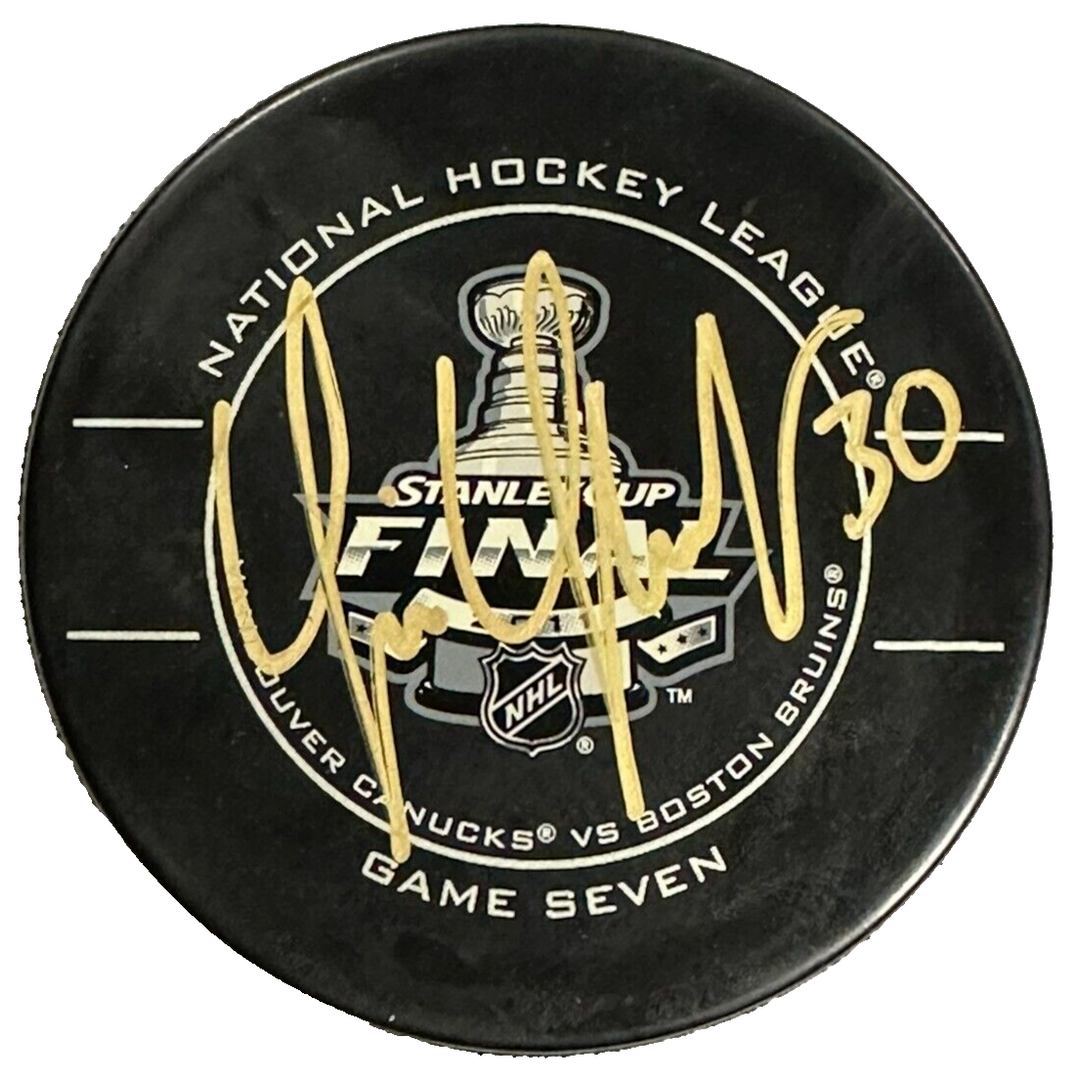 Tim Thomas Autographed 2011 Stanley Cup Finals Game 7 Hockey Puck Bruins BAS
