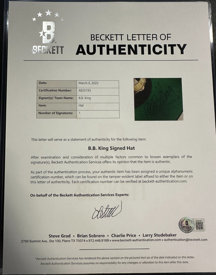 B.B. King Autographed World Tour Baseball Hat BAS Beckett