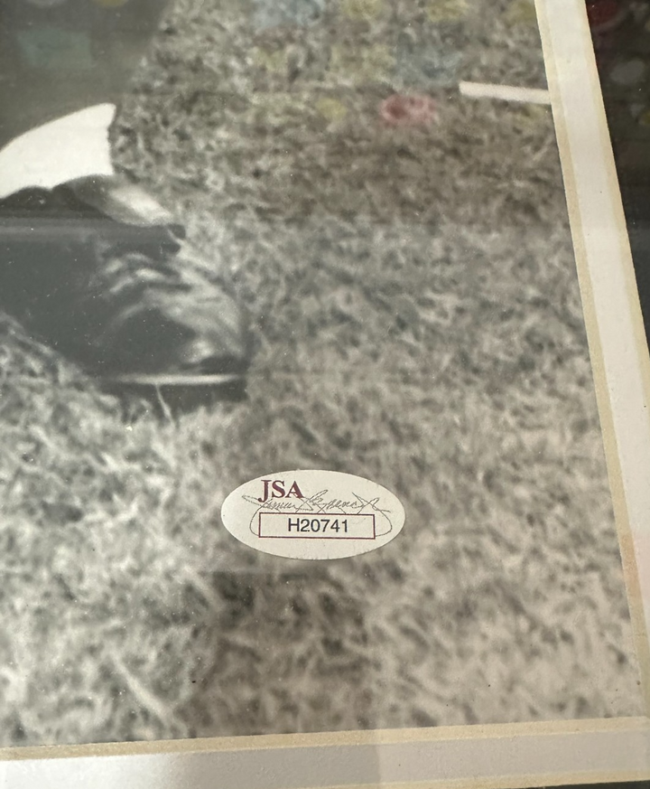 Framed Tommy Lasorda &Johnny Bench Autographed 16x20 Photo JSA HOF