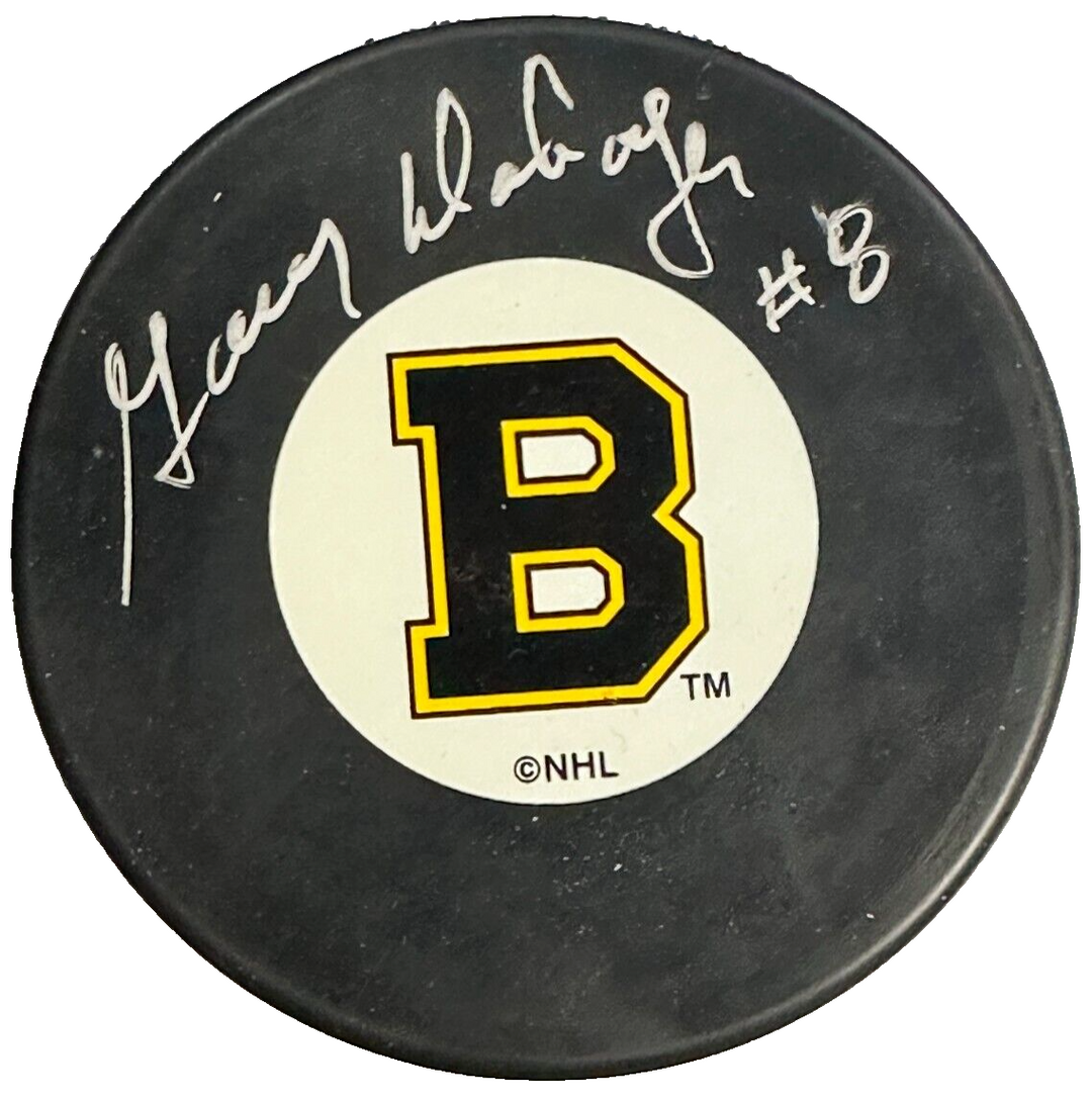 Gary Dornhoefer Autographed Boston Bruins Hockey Puck NHL