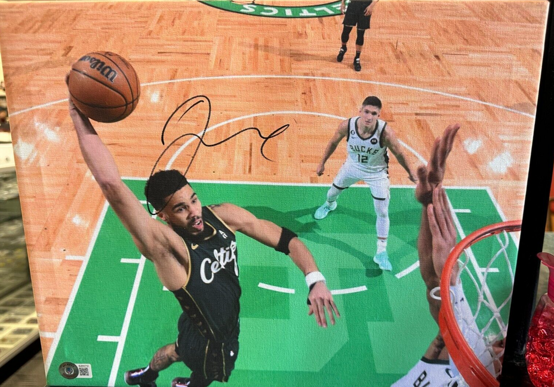 Jayson Tatum Autographed 11x14 Canvas Photo Boston Celtics BAS