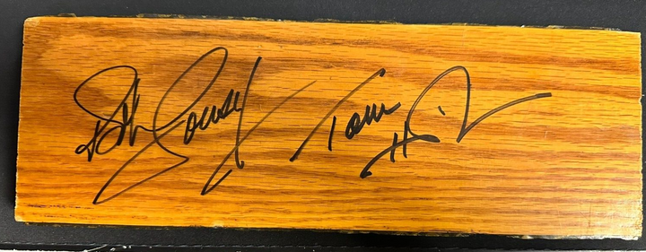 Bob Cousy & Tom Heinsohn Signed Authentic Piece Boston Garden Parquet Celtics