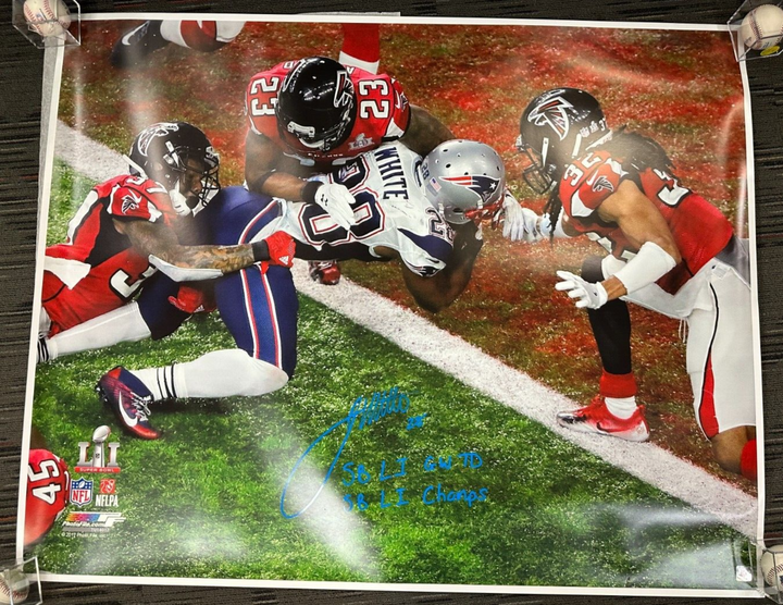 James White Autographed 50x60 Super Bowl LI Photo W/ Inscriptions