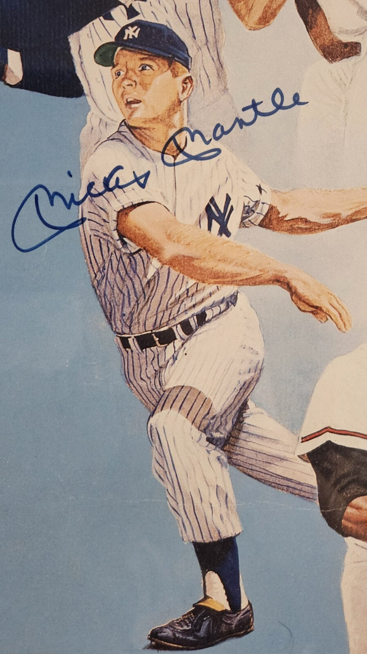 Mickey Mantle & Frank Robinson Autographed 500 Home Run Ron Lewis Lithograph BAS