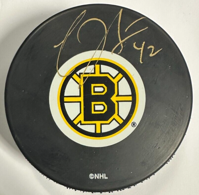 P.J. Stock Autographed Boston Bruins Hockey Puck NHL