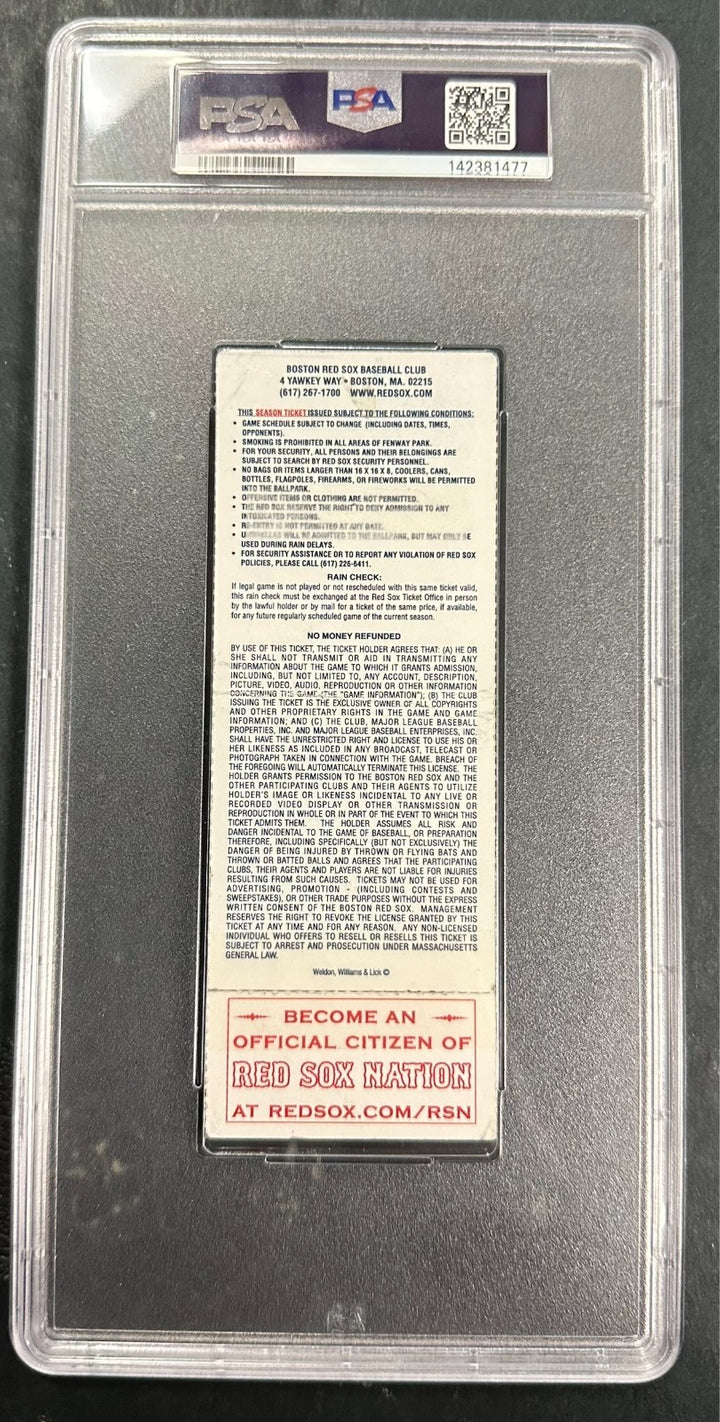 David Ortiz Signed 2006 Red Sox Single Season Home Run Record Full Ticket PSA