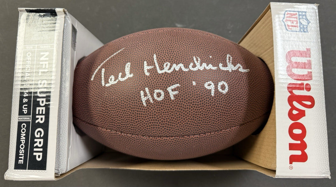 Ted Hendricks Signed Wilson Football HOF 90 Inscription COA 