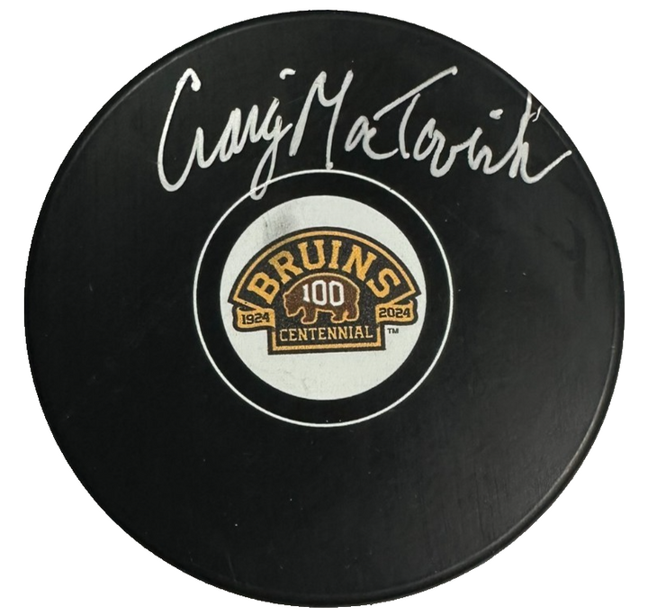 Craig MacTavish Autographed Boston Bruins 100th Centennial Hockey Puck NHL