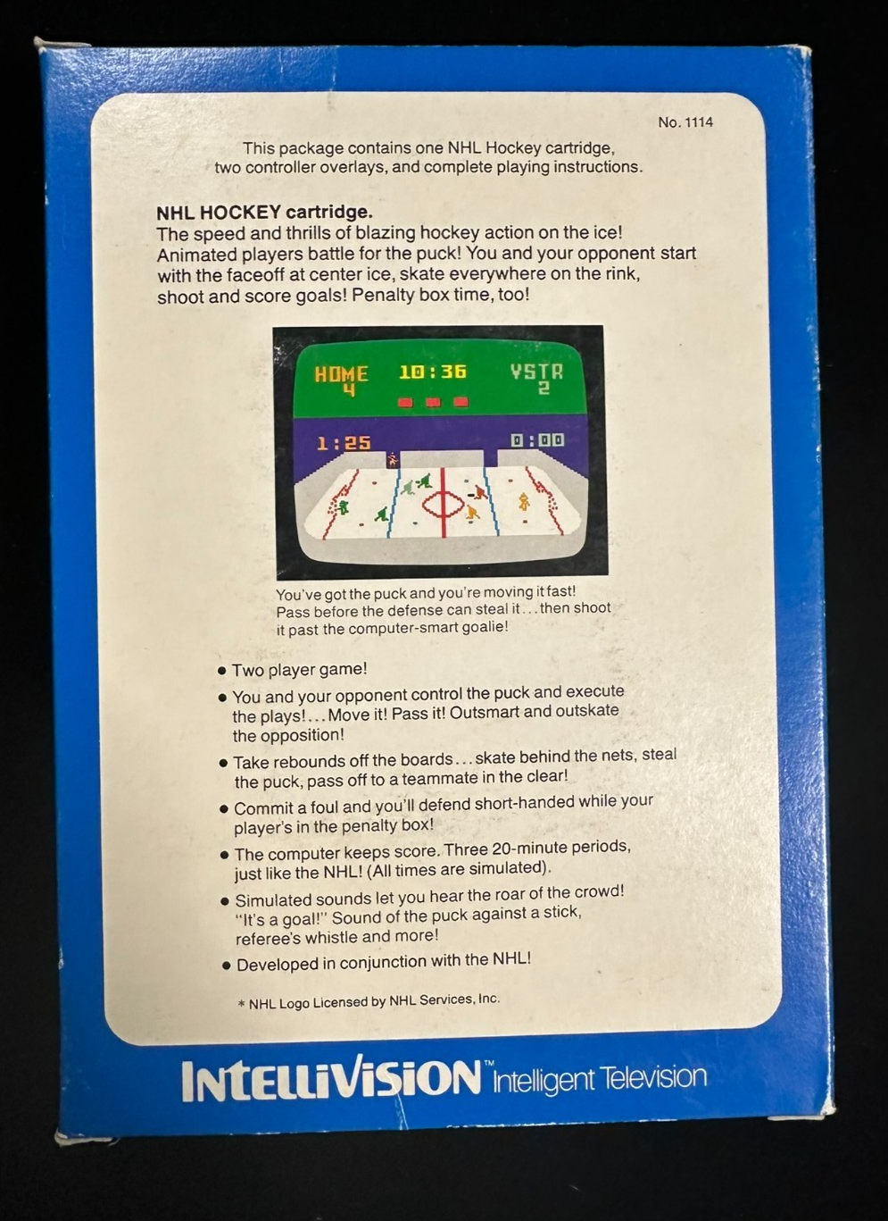 1980 Intellivision NHL Hockey Game W/ Inlays, Manual & Original Box