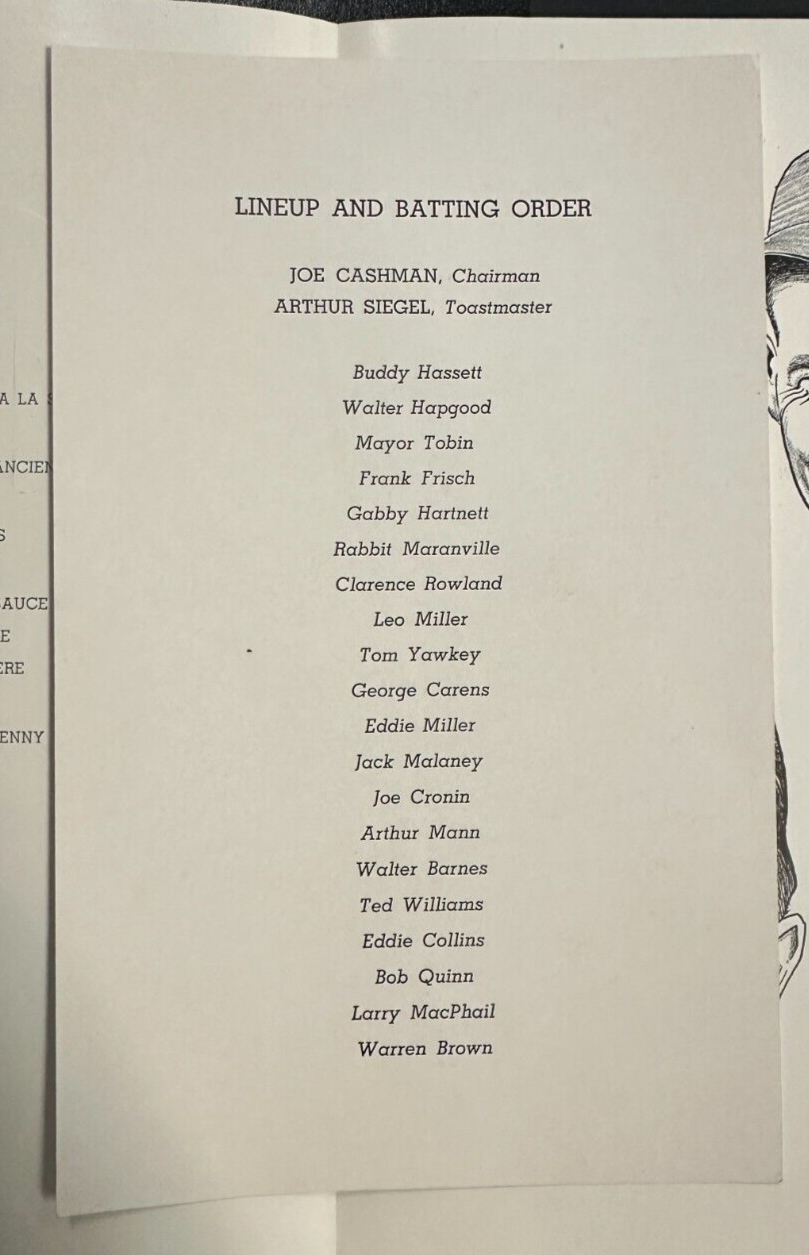 Feb 4, 1947 Eighth Annual Baseball Writers Association America Dinner Program