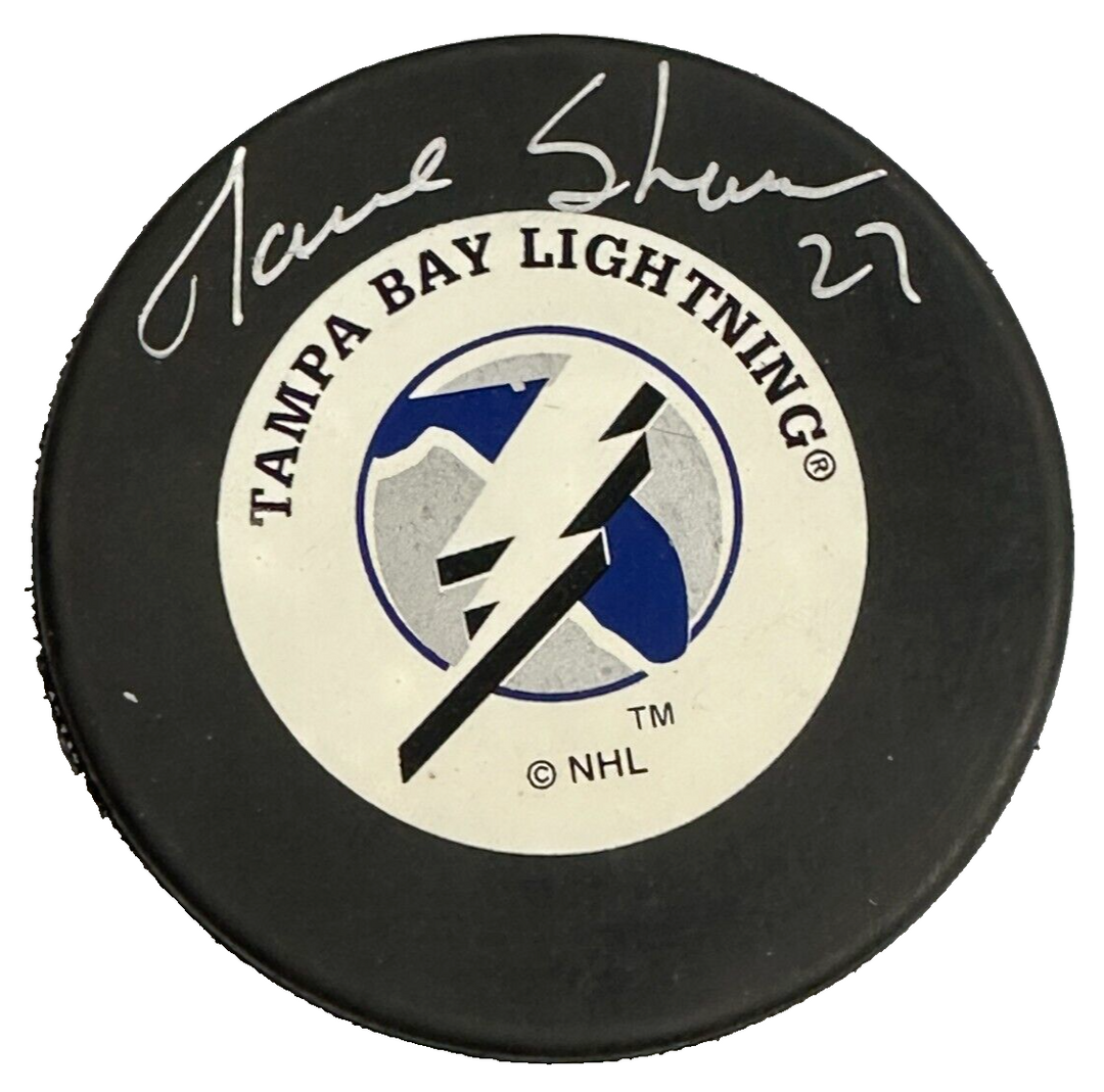 Dave Shaw Autographed Tampa Bay Lightning Hockey Puck BAS NHL