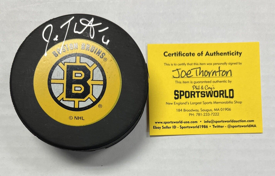 Joe Thornton Signed Puck Autographed Boston Bruins