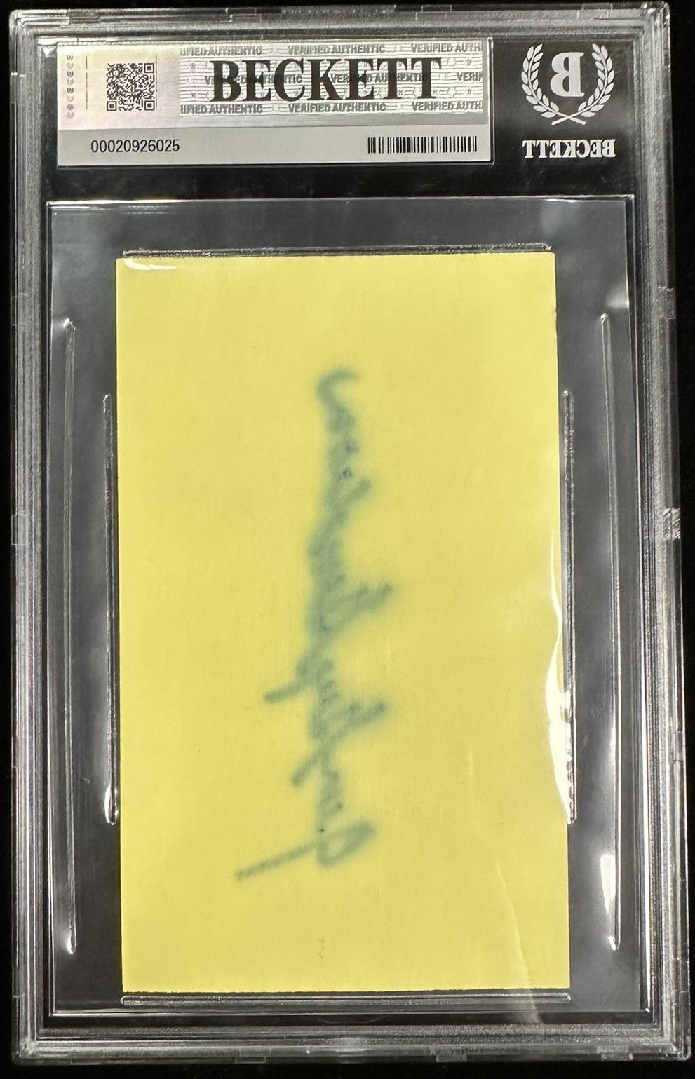 Jean-Guy Gendron Autographed 3x5 Index Card BAS Canadiens Encapsulated