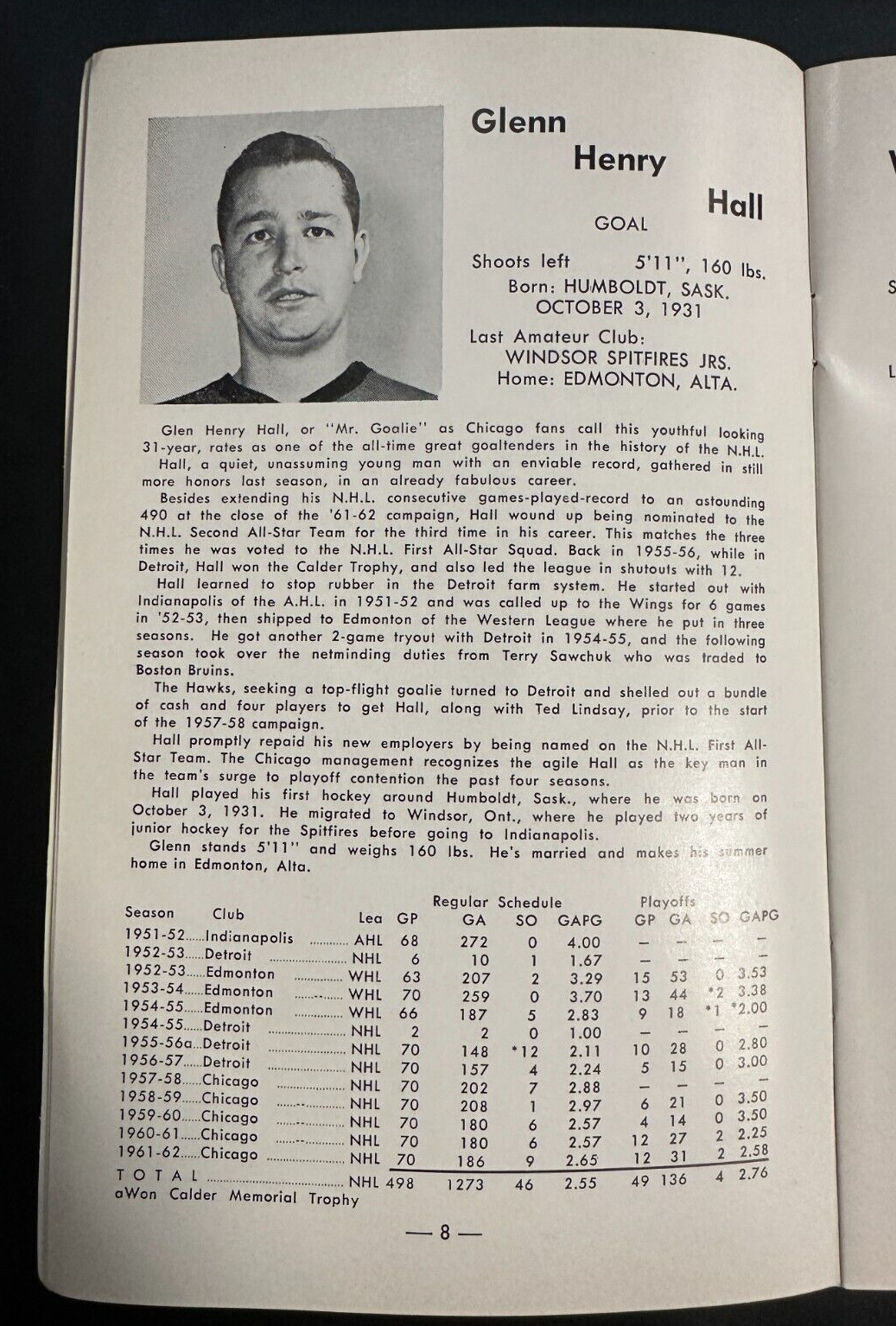 Vintage 1962-63 Chicago Black Hawks Press, Radio & Televison Guide NHL