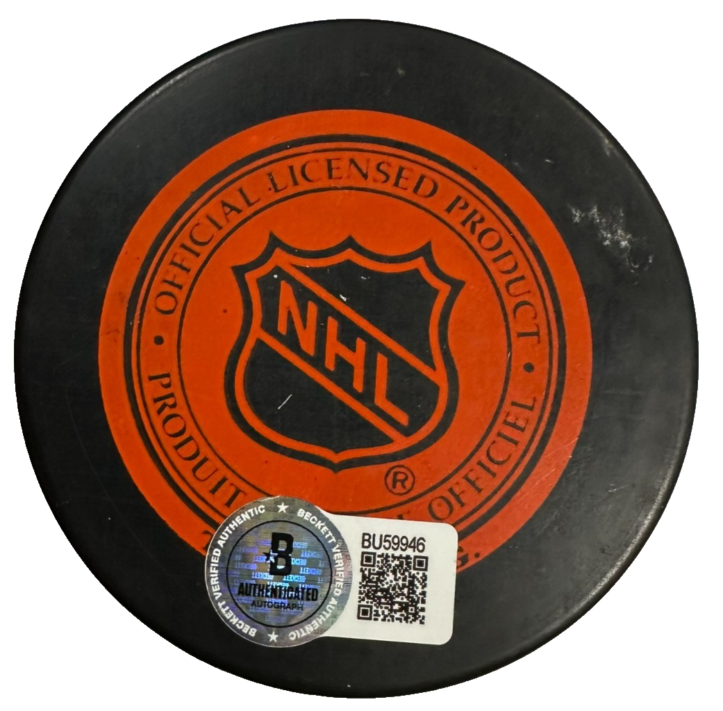 Glenn Hall Autographed Chicago Blackhawks Hockey Puck HOF BAS