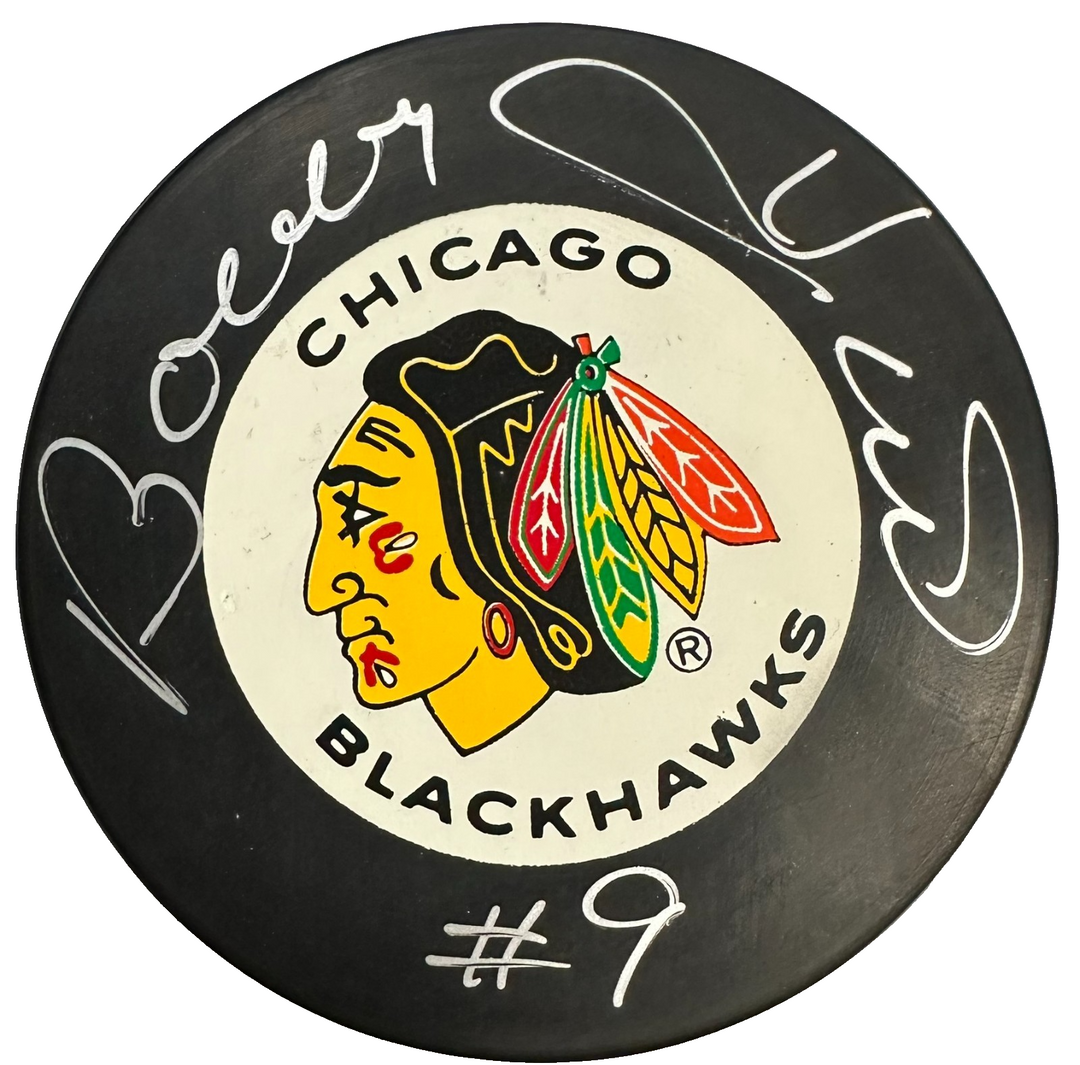 Bobby Hull Autographed Chicago Blackhawks Hockey Puck BAS HOF NHL