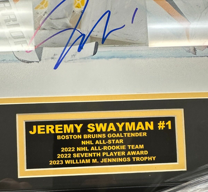 Jeremy Swayman Autographed 16x20 Photo Boston Bruins NHL +