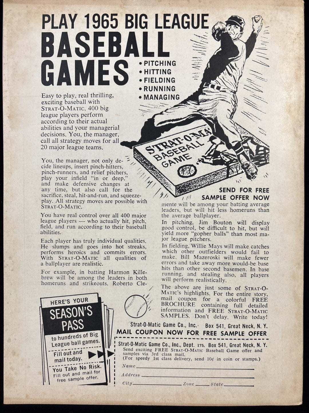 1965 Sport World Magazine Willie Mays San Fransisco Giants