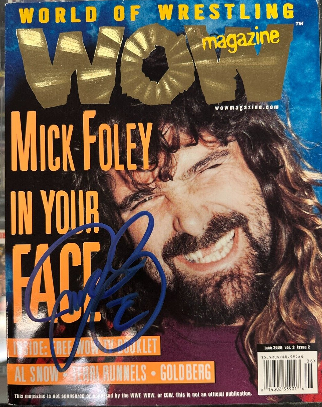 Mick Foley Autographed June 2000 Issue of WOW World of Wrestling Magazine WWE